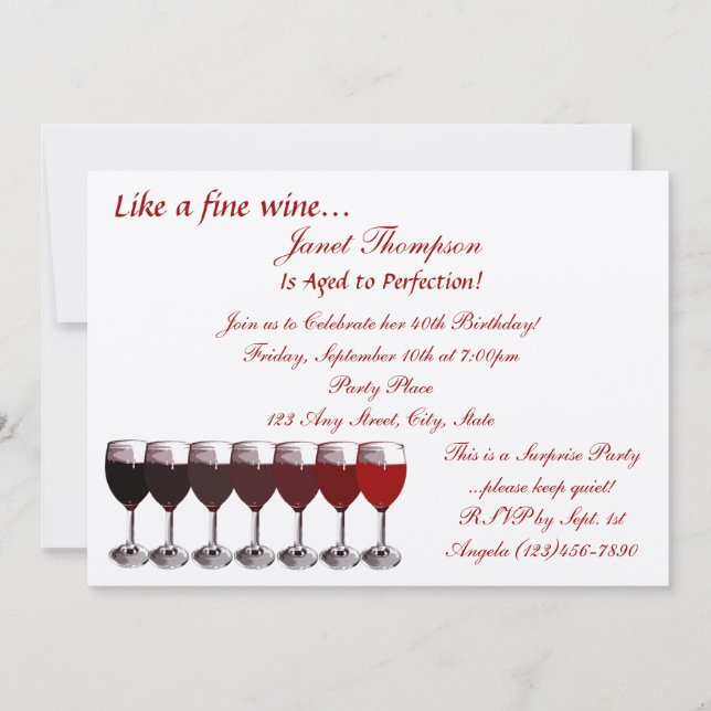 Aged to Perfection/ Birthday Invite (Front)