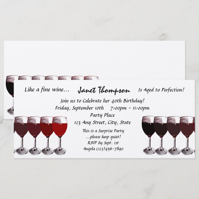 Aged to Perfection/ Birthday Invite (Front/Back)