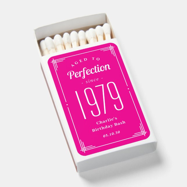 Aged To Perfection Birthday Party Favor Matchboxes (Front Open)