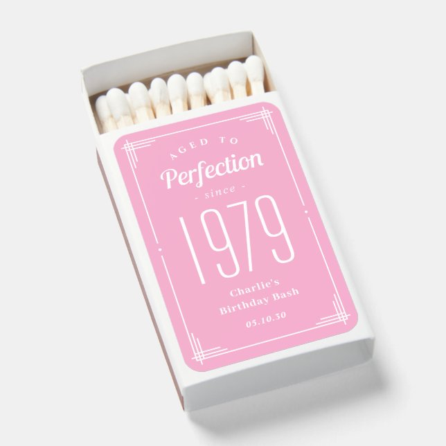 Aged To Perfection Birthday Party Favor Matchboxes (Front Open)