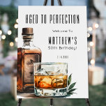 Aged To Perfection Birthday Party Foam Board<br><div class="desc">Aged To Perfection Birthday Welcome Sign. Greet guests in style with this sophisticated whiskey-themed design. At the top, “Aged To Perfection” is displayed in bold, elegant serif fonts, followed by the birthday person’s name and age for a personalized touch. A bold watercolor whiskey bottle and glass sit on the right...</div>