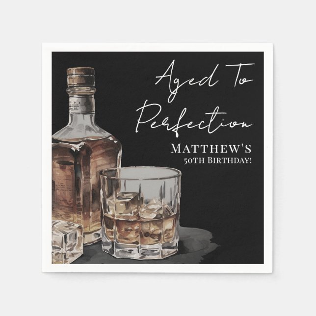 Aged To Perfection Birthday Party Napkins (Front)