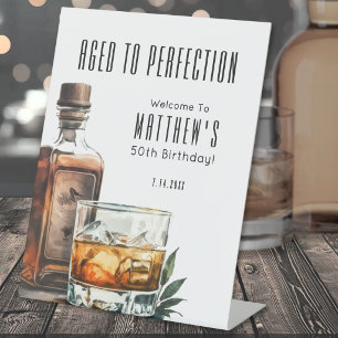 Aged To Perfection Birthday Party Pedestal Sign