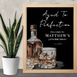 Aged To Perfection Birthday Party Welcome Sign<br><div class="desc">Aged To Perfection Birthday Welcome Sign. Greet guests with this refined whiskey-themed welcome sign featuring a mix of rustic handwritten script and classic serif fonts for a warm yet polished look. “Aged To Perfection” appears at the top in a stylish blend of the two font styles, followed by the birthday...</div>