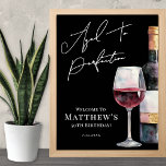 Aged To Perfection Birthday Party Welcome Sign<br><div class="desc">Aged To Perfection Birthday Welcome Sign. Greet guests with this refined wine-themed welcome sign featuring a mix of rustic handwritten script and classic serif fonts for a warm yet polished look. “Aged To Perfection” appears at the top in a stylish blend of the two font styles, followed by the birthday...</div>