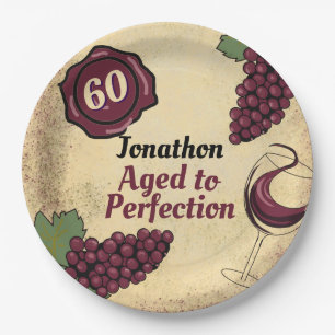 Aged to perfection birthday party wine tasting paper plates