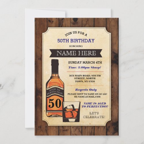 Aged to Perfection Birthday Whisky Invitations
