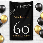 Aged to Perfection Black Gold 60th Birthday Party  Banner<br><div class="desc">Aged to Perfection Black Gold 60th Birthday Party Banner . Raise a toast to elegance with our milestone birthday invitation design, a perfect blend of sophistication and celebration. The black and gold accents set the stage for a classy affair, reminiscent of aged whiskey in its rich hues. This invitation exudes...</div>