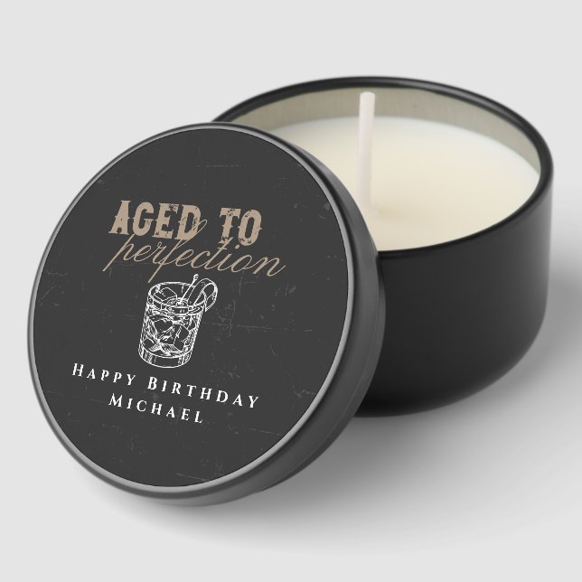 Aged to Perfection Black Old Fashioned Birthday Mini Candle Favors (Corner)