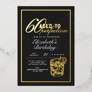 Aged to Perfection Bourbon 60th Birthday Party Foil Invitation