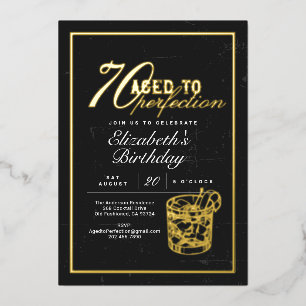 Aged to Perfection Bourbon 70th Birthday Party  Foil Invitation