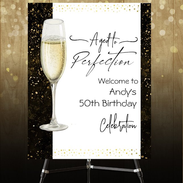 Aged to Perfection Champagne 50th Birthday Foam Board (Creator Uploaded)
