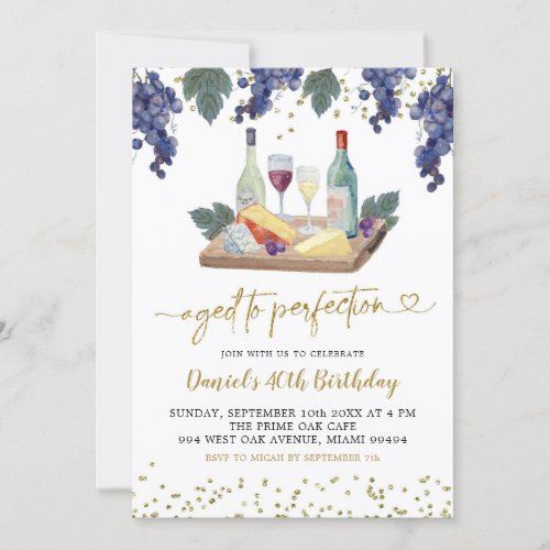 Aged to Perfection Charcuterie Adult Birthday Invitation