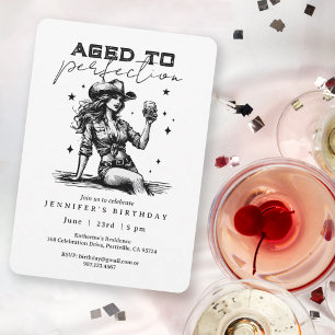 Aged to Perfection Chic Cowgirl Birthday Party Invitation