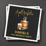 Aged to Perfection Cigar Whiskey 60th Birthday Napkins<br><div class="desc">Celebrate a milestone in style with these Aged to Perfection Cigar and Whiskey 60th Birthday Napkins. Designed in sleek black with elegant gold lettering, they feature a whiskey glass, decanter, and cigar illustration for a timeless, masculine look. Perfect for bar setups, dinner tables, or cocktail stations — these napkins complete...</div>