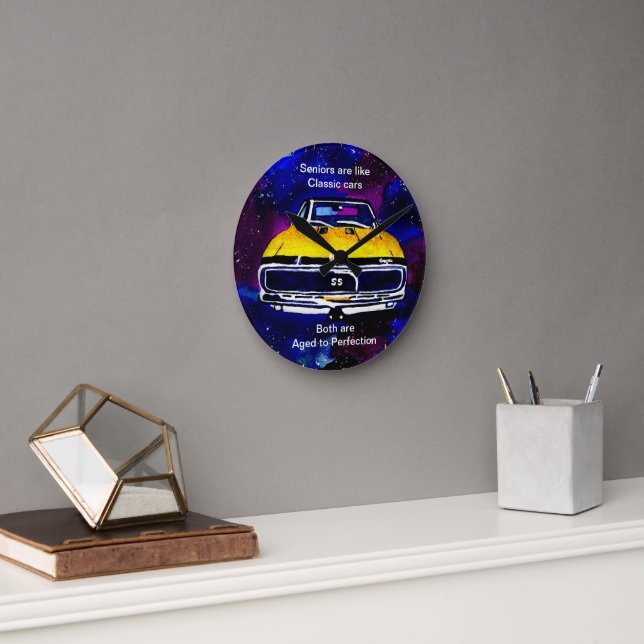 Aged to Perfection Classic Car Round Clock (Office)