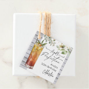 Aged to Perfection Cocktails 50th Birthday Floral Favor Tags