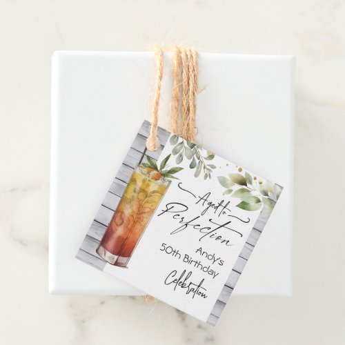 Aged to Perfection Cocktails 50th Birthday Floral Favor Tags