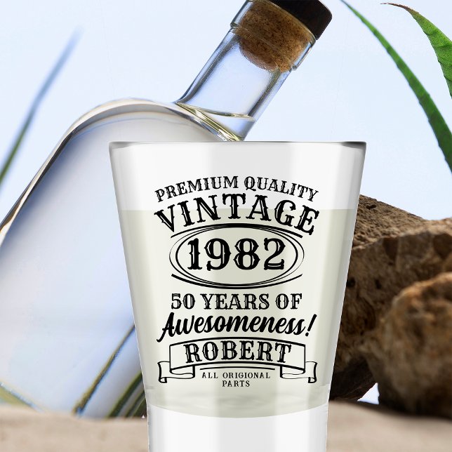 Aged To Perfection Custom Vintage Birthday Beer Shot Glass (Creator Uploaded)