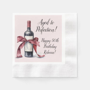 Aged to Perfection Customizable Wine Birthday Napkins