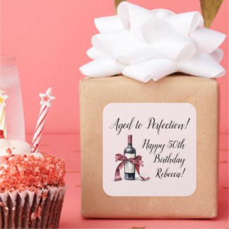 Aged to Perfection Customizable Wine Birthday Square Sticker