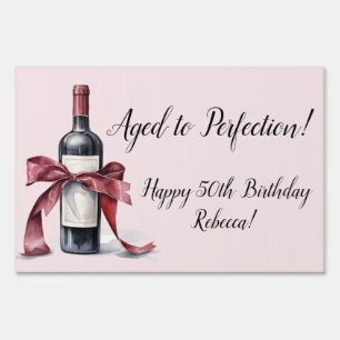 Aged to Perfection Customizable Wine Birthday Yard Sign