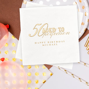 Aged to Perfection Elegant 50th Birthday Party Foil Napkins