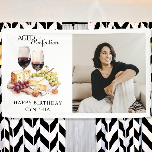 Aged to Perfection Elegant Wine 50th Birthday Banner