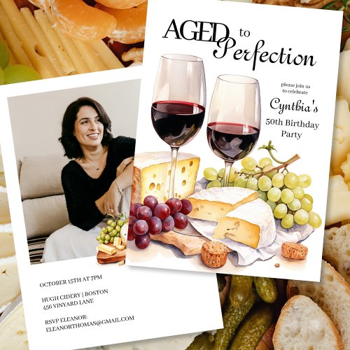 Aged to Perfection Elegant Wine 50th Birthday Invitation