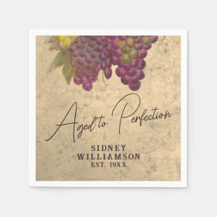 Aged to Perfection Elegant Wine Theme Party Napkins