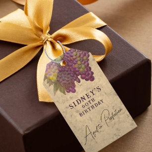 Aged to Perfection Elegant Wine Theme Thank You Gift Tags