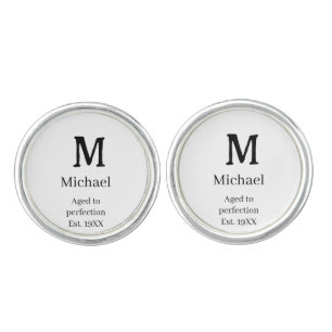 Aged to perfection est. 19XX monogram name letter  Cufflinks