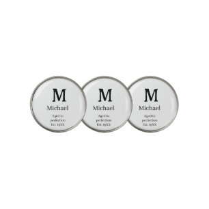 Aged to perfection est. 19XX monogram name letter Golf Ball Marker