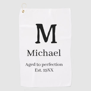 Aged to perfection est. 19XX monogram name letter  Golf Towel