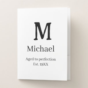 Aged to perfection est. 19XX monogram name letter  Pocket Folder