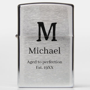 Aged to perfection est. 19XX monogram name letter Zippo Lighter