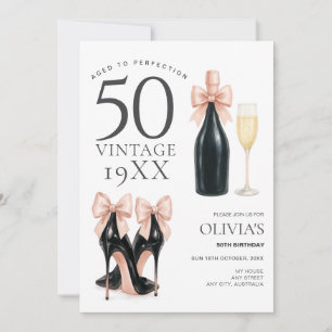 Aged to Perfection Glam 50th Champagne Birthday Invitation