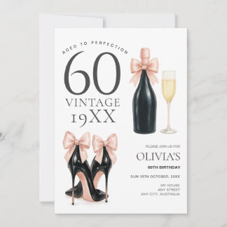 Aged to Perfection Glam 60th Champagne Birthday  Invitation
