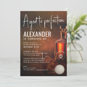 Aged to Perfection Golf & Whiskey Tasting Birthday Invitation