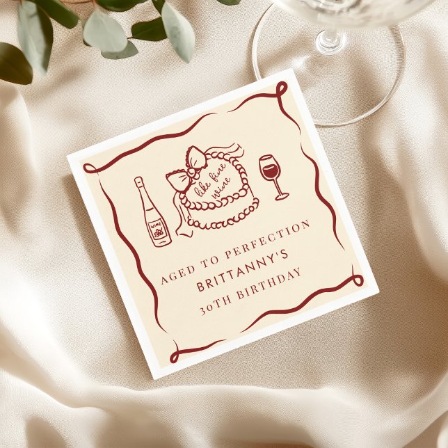 Aged To Perfection Like Fine Wine Birthday Party Napkins (Creator Uploaded)