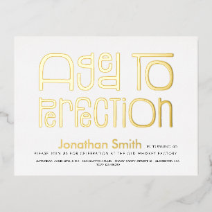 Aged to perfection man's birthday party foil invitation postcard