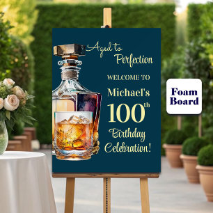 Aged to Perfection Men 100th Whiskey Birthday Foam Board
