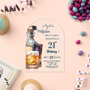 Aged to Perfection Men 21st Whiskey Birthday  Acrylic Invitations