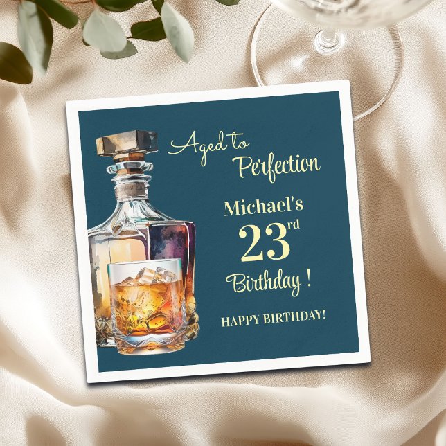 Aged to Perfection Men 23rd Whiskey Birthday Napkins (Creator Uploaded)