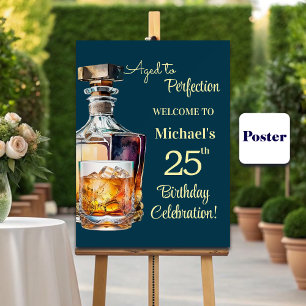 Aged to Perfection Men 25th Whiskey Birthday Poster
