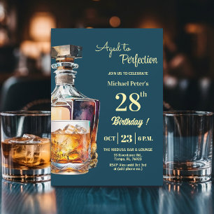 Aged to Perfection Men 28th Whiskey Birthday  Invitation