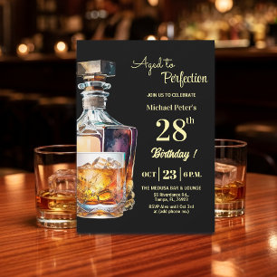 Aged to Perfection Men 28th Whiskey Birthday  Invitation