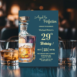 Aged to Perfection Men 29th Whiskey Birthday  Invitation