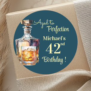 Aged to Perfection Men 42nd Whiskey Birthday Classic Round Sticker