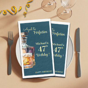 Aged to Perfection Men 47th Whiskey Birthday Paper Guest Towels